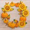 16’’Metal Fall Wreath Wall Decor, Sunflower and Pumpkin Handcrafted Autumn Harvest Door Decoration